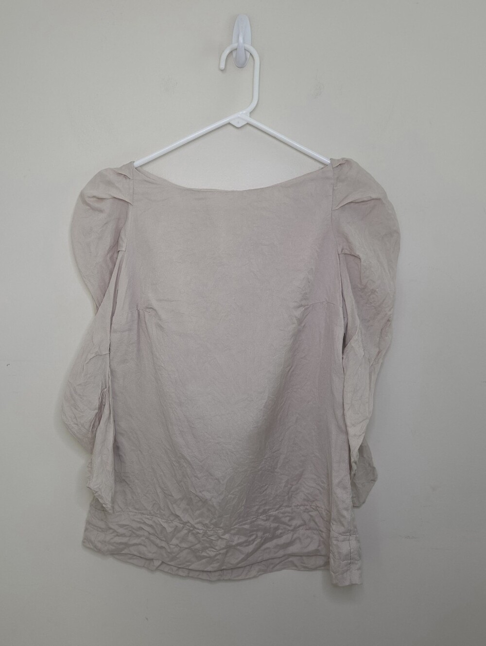 Women's Christopher Collins Beige Puff Sleeve Top Sz 6